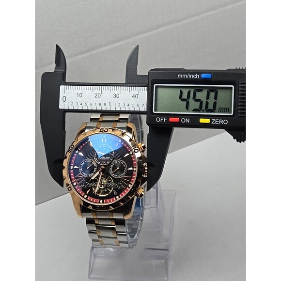 Glenaw Automatic Open Heart Two Tone Stainless Steel 45mm 3ATM Watch Day Date WR - Picture 5 of 11